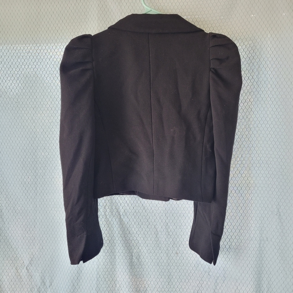 NWOT ZARA BLACK TEXTURED CROPPED WRAP TOP JACKET Sz XS - Picture 4 of 4